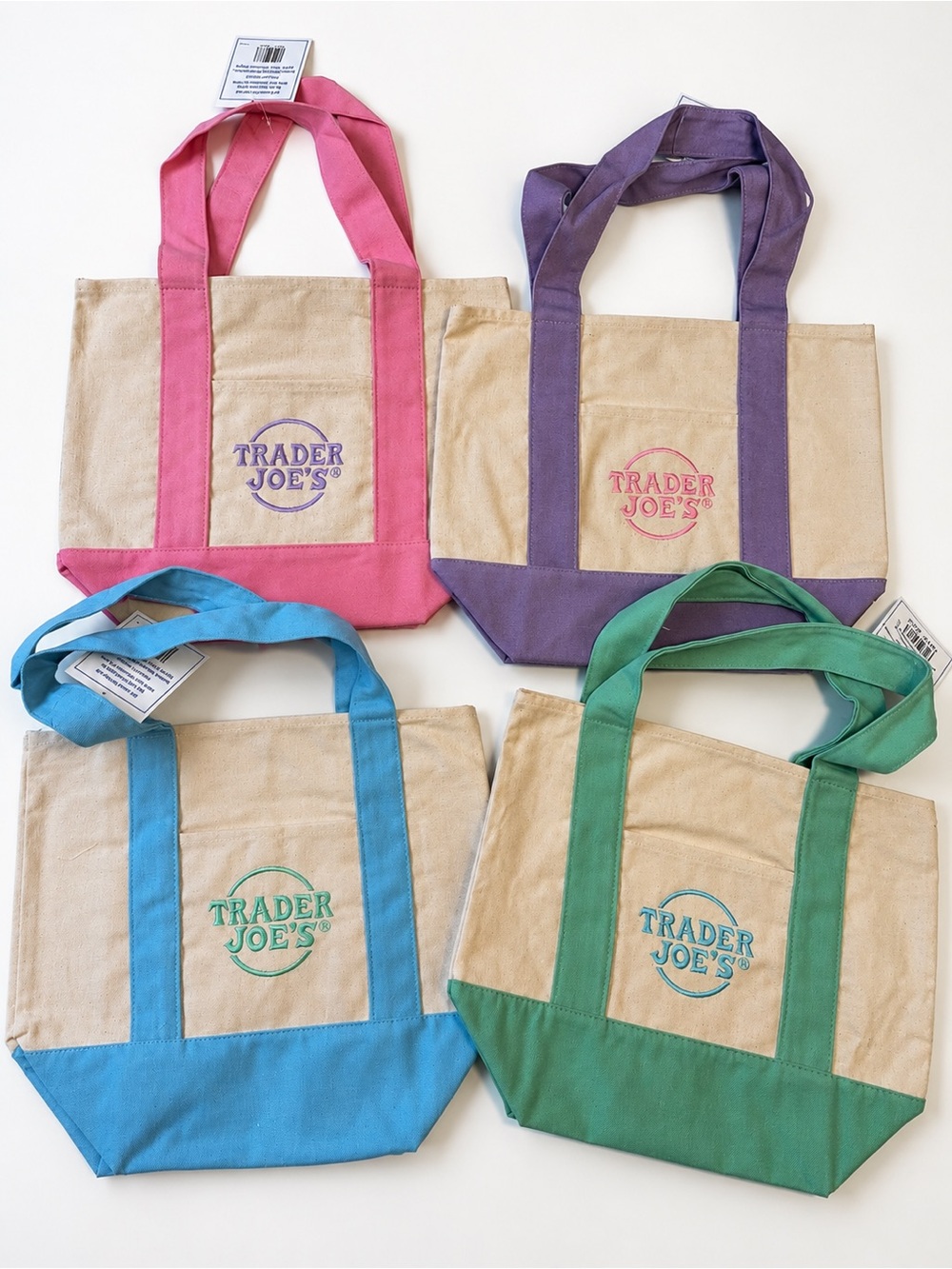 Trader Joe's Canvas Tote Bag - Assorted Accent Colors